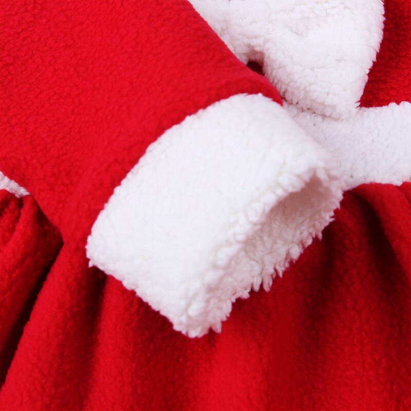 Weihnachten freundlicher Mädchen Bogen Kleider + Hütte Kleidung einstellen Neue Kleinkinder Baby Santa Claus Anzug verrotten Warme Vestidos Kostümich einstellen