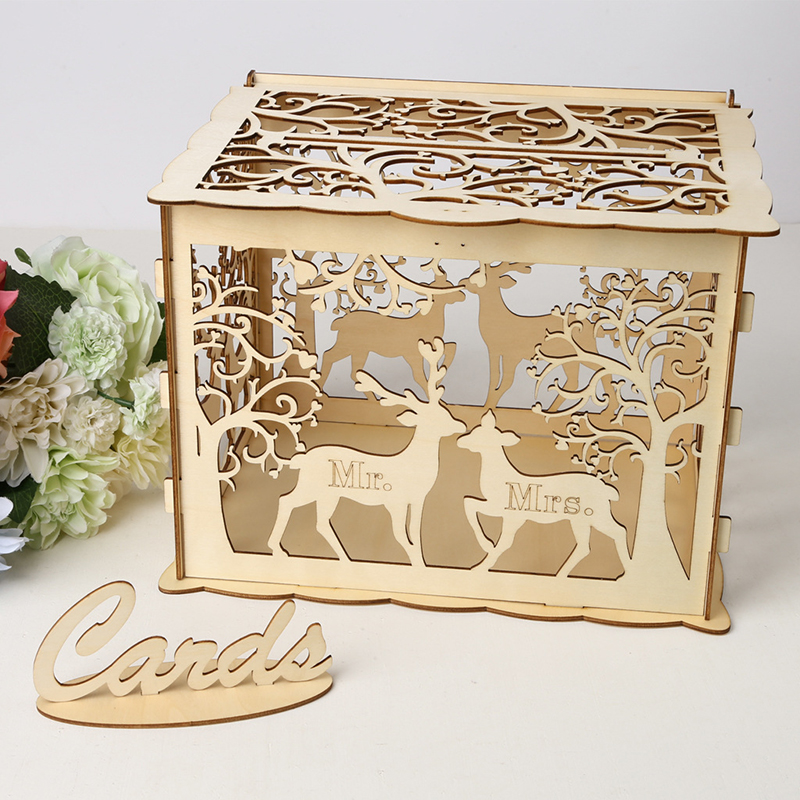 Wedding Card Box Rustic Wedding Decorations Card Box for Wedding Anniversary Baby Shower Birthday Graduation Party Decorations