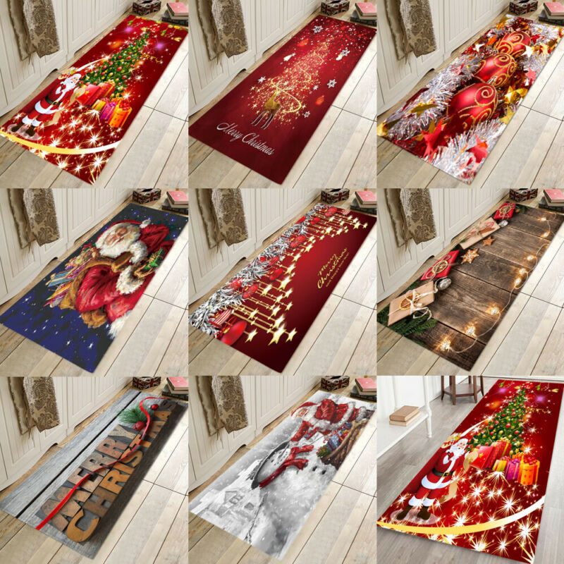 Tapis de noël antidérapant 8 Styles 5 tailles | Tapis de sol imprimé de noël père noël, tapis pour fête, décoration de noël pour la maison