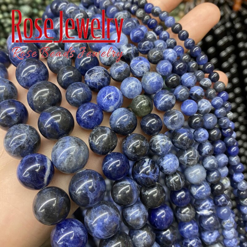 Natuursteen Donkerblauw Sodaliet Kralen Ronde Losse Spacer Kralen 4 6 8 10 12 Mm Voor Sieraden Maken Diy armbanden Accessoires 15&quot;