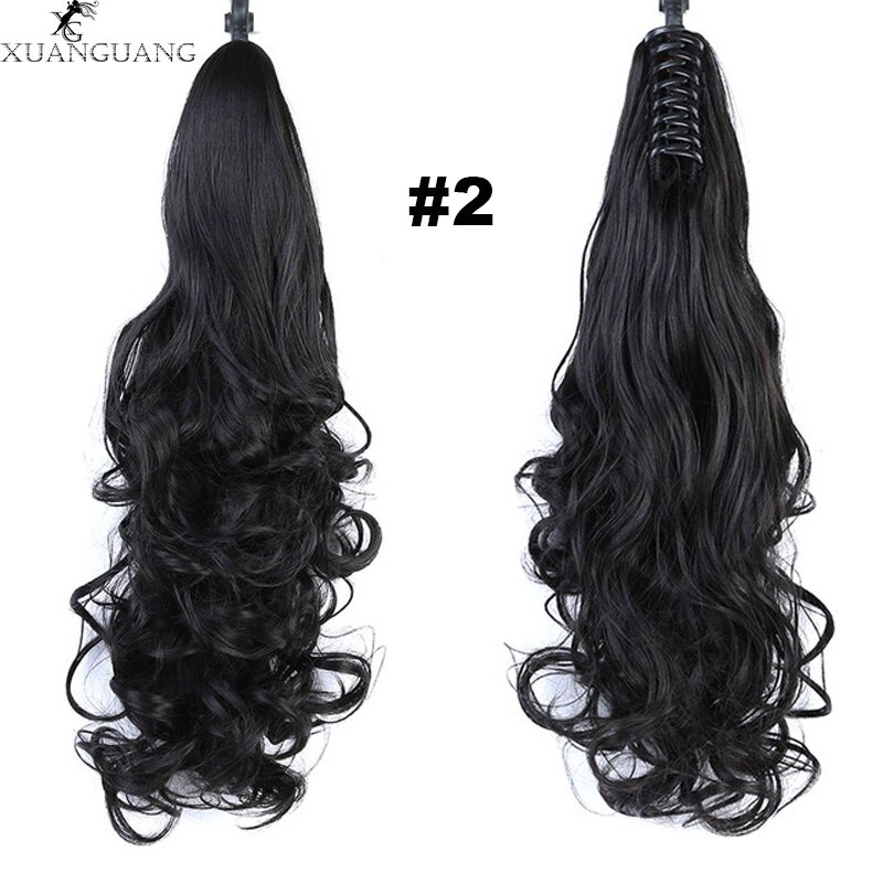 XUANGUANG Curly Hair Ponytail Hair Extension Brown Blonde Heat Resistant Artificial Ponytail: 2
