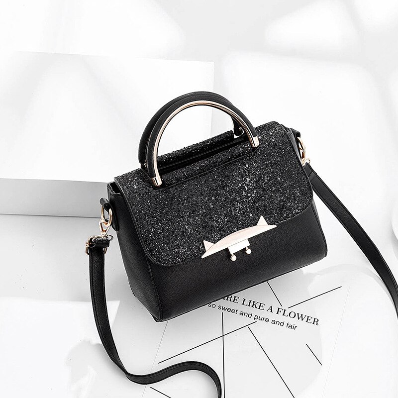 Bolsos de para mujer, carteras de cuero sintético de gran capacidad, bolsos de hombro tipo bandolera, de viaje, sencillos e informales: Black