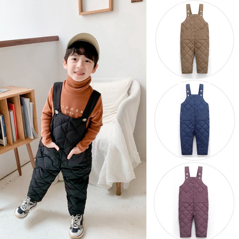 Jongens Meisjes Jumpsuit Overalls Baby Jongens Meisjes Effen Bib Broek Herfst Winter Warme Broek Kids Peuter Casual Broek