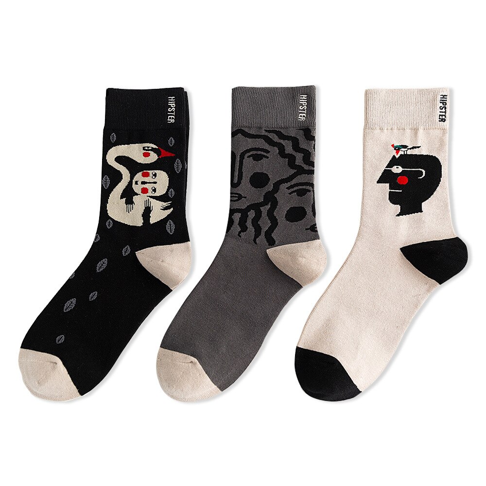 3Pairs/lot Novelty Men Socks Rocket Lift off Scenes Socks Funny Space Program Pattern Socks Streetwear Boy Socks 36-43 Unisex