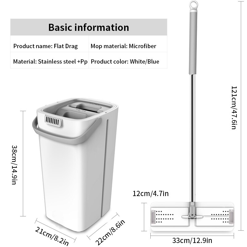 Fregona plana y cubo para limpiar el suelo, juego de herramientas de microfibra con cubo para limpieza de la casa, lavado a mano