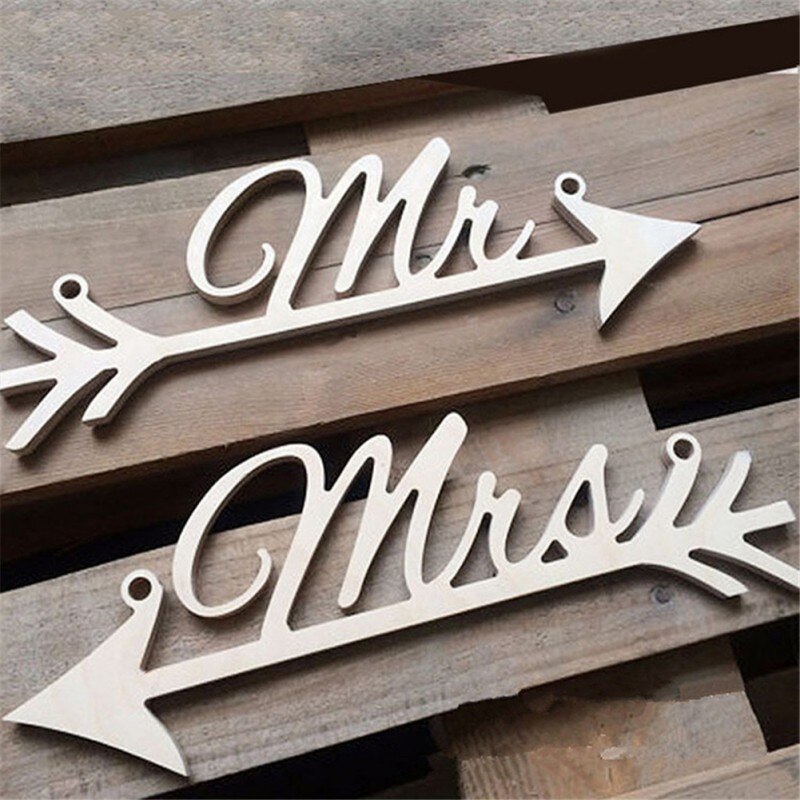 DIY Rustic Wood Wedding Sign Mr & Mrs Arrow Signs Wedding Ceremony Reception Decor Arrow Shaped Hanging Decoration Wedding Sign: Default Title