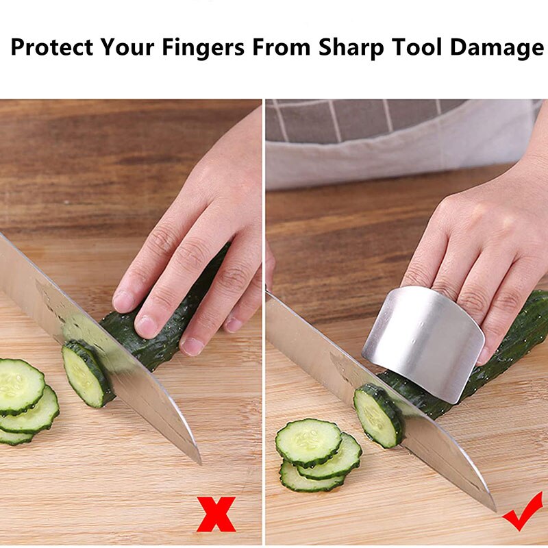 1Pcs Stainless Steel Finger Anti-cut Finger Guard Protector Gadgets for Hand Safe Easy Cutting Cooking Tools Kitchen Accessories