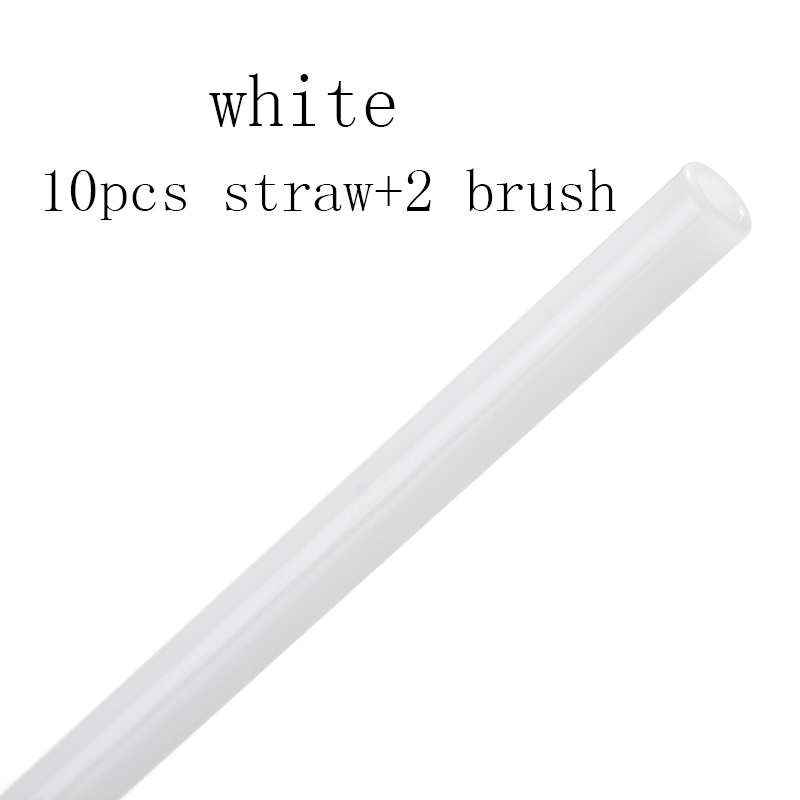 Paille en verre réutilisable faite à la main avec 2 pièces, brosse de nettoyage , pipette droite en verre, Tubularis: white