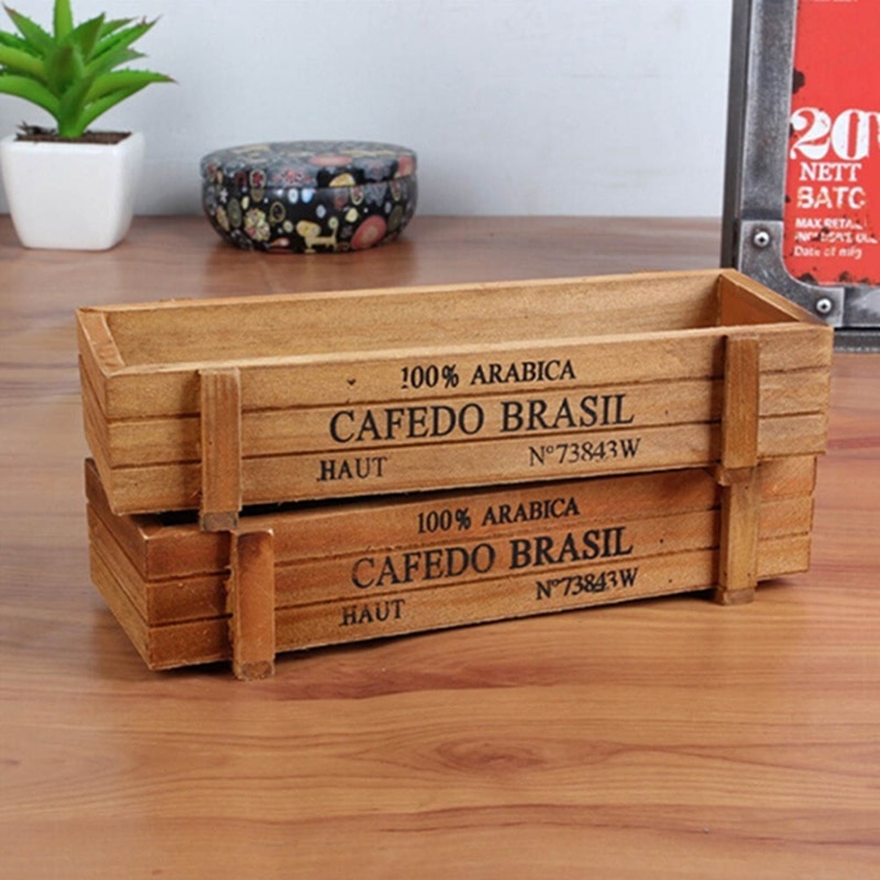 1PC Wood Flower pot Garden Planter Plant Pot Window Box Succulent Flower Bed Flower Pots &amp; Planters