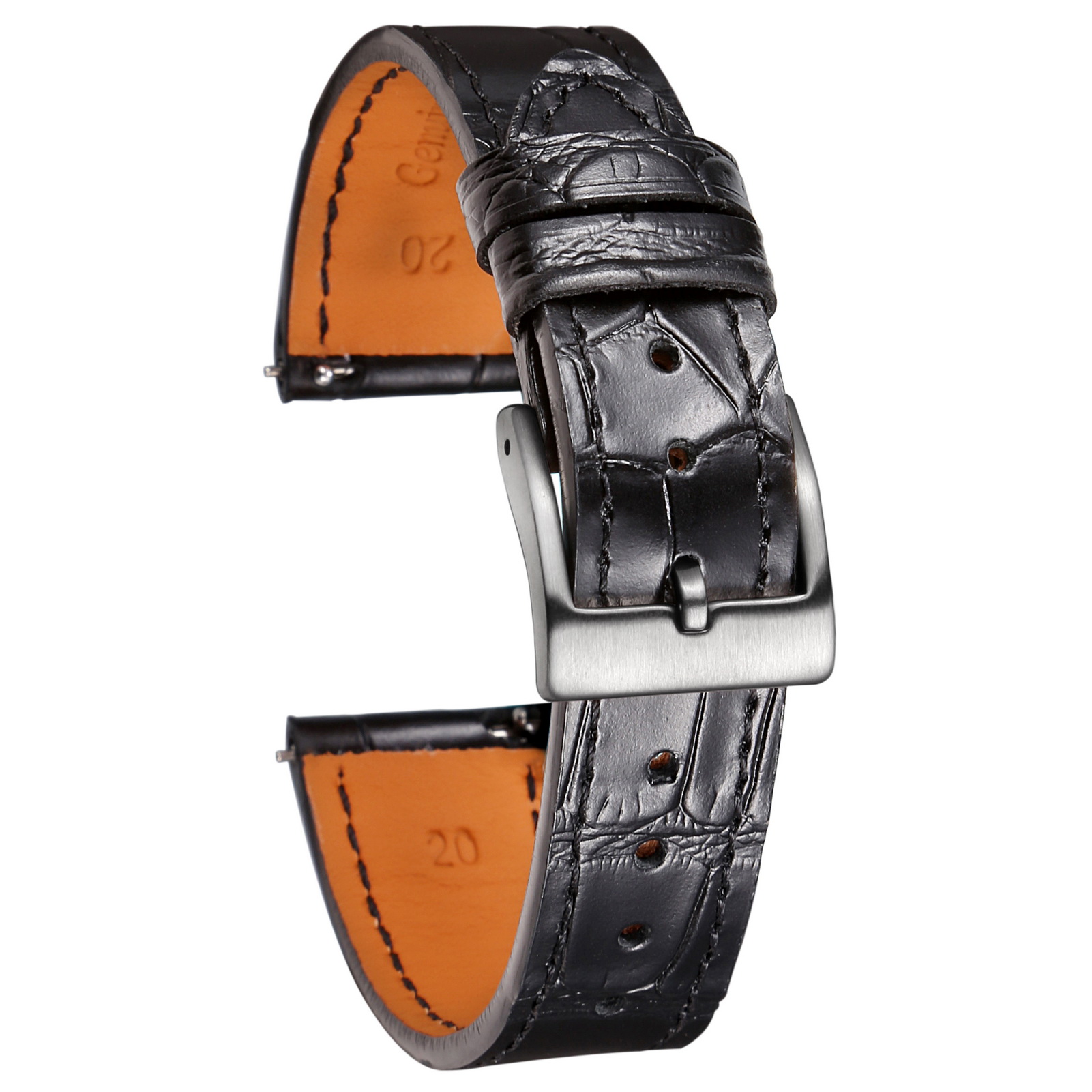 Leahter Horloge Bands Black Quick Release Alligator Reliëf Vervangen Horloges Strap 18Mm 19Mm 20Mm 21mm 22Mm