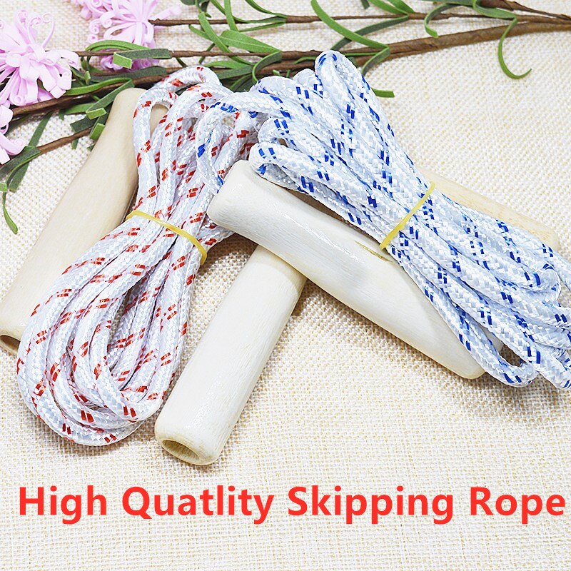 Wooden Sports Skipping Rope Kids Jump Rope Wood Grip Handle Children Fitness Equipment Gym Equipments Random Color
