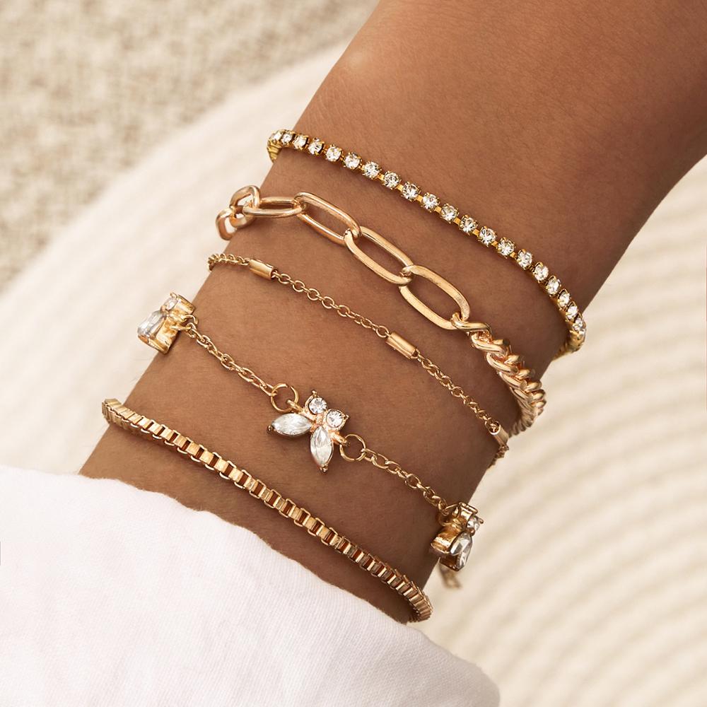 5 teile/los Böhmischen Pavé Kristall Schmetterling mehrschichtig Kette Armbinde Frauen Strand Party lässig Schmuck Zubehör Freundschaft: Ursprünglich Titel