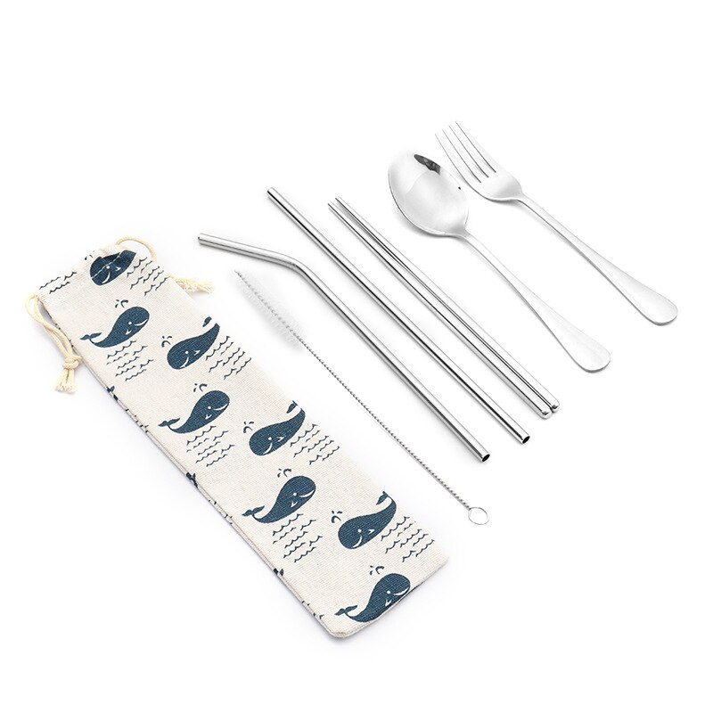 Portable Lunch Tableware Cutlery Set Stainless Steel Spoon Fork Travel Outdoor Knife Tableware Dining Canteen Dinnerware Sets