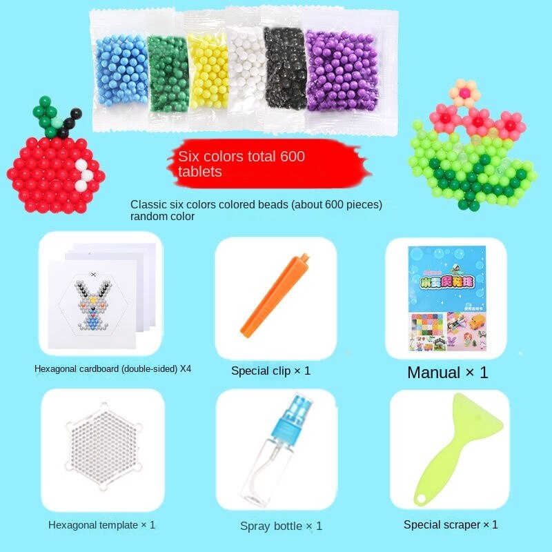 Koraliki Puzzle kryształ Handmade DIY zabawki woda Spray magiczne koraliki zestaw gry w piłkę 3D Handmade magiczne zabawki dla dzieci nowy 2022: 6color 600 grain