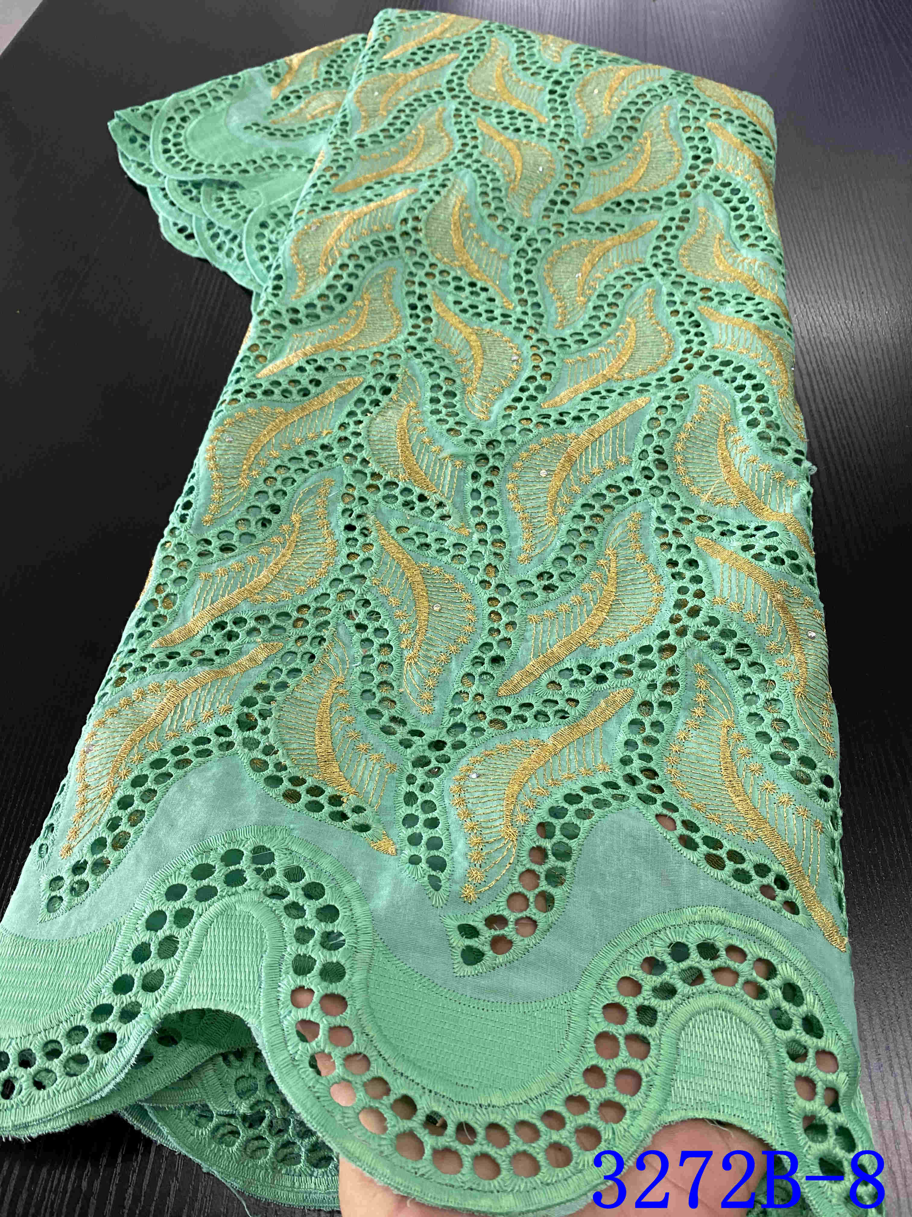 Wit Katoen Voile Kant In Zwitserland Afrikaanse Droge Kant Stof Kant Nigeriaanse Kant Stoffen Voor Kleding YA3272B-3: Picture 8