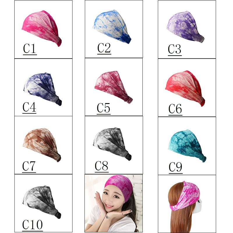 Diademas de algodón de tinte de corbata BOHO Bandana turbante envoltura de cabeza elástica para mujeres chicas bandas de pelo accesorios para el cabello vendaje: MIX COLOR