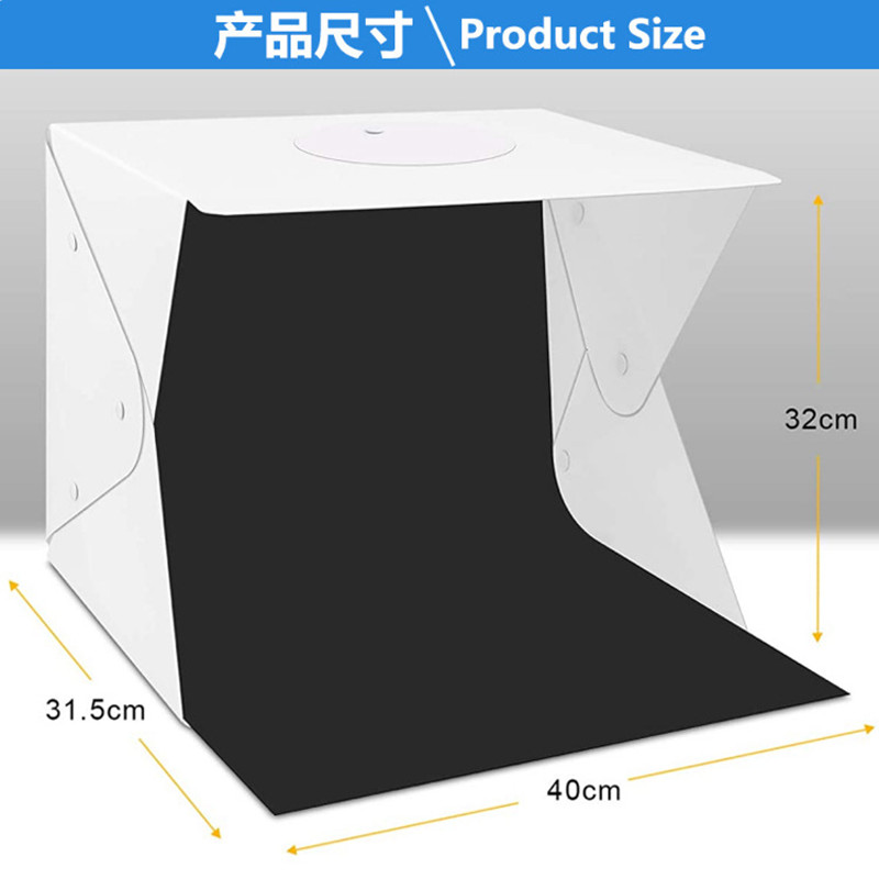 40*32cm Foto Licht Kasten Fotografie Softbox LED Beleuchtung Dimmbar Klapp Foto Studio Schießen Zelt Kasten Bausätze 6 hintergrund