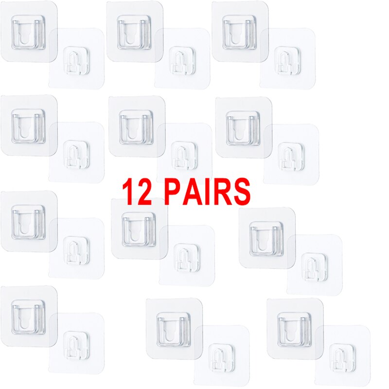 2/6/12 Double-Sided Holder Wall Mounted Wire Storage Row Socket Holder Adhesive Sucker Traceless Storage Holder Kitchen Bathroom: 12 pairs