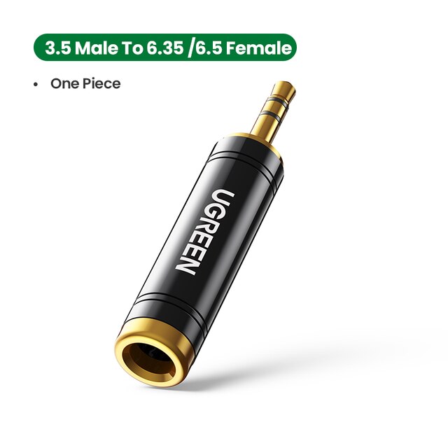 Ugreen 3.5mm til 6.5mm 6.35mm 1/4 adapter gullbelagt leie kobber 6.5mm hann til aux hunn til jack mono adapter lydkontakt: 1 stk