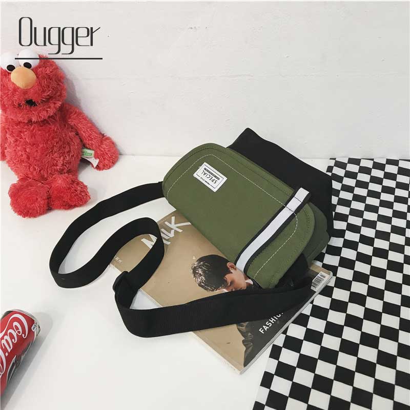 Ougger Hip Hop Messenger Bag Large Capacity Versatile Shoulder Bag Reflective Cool Skateboard Postman Bag