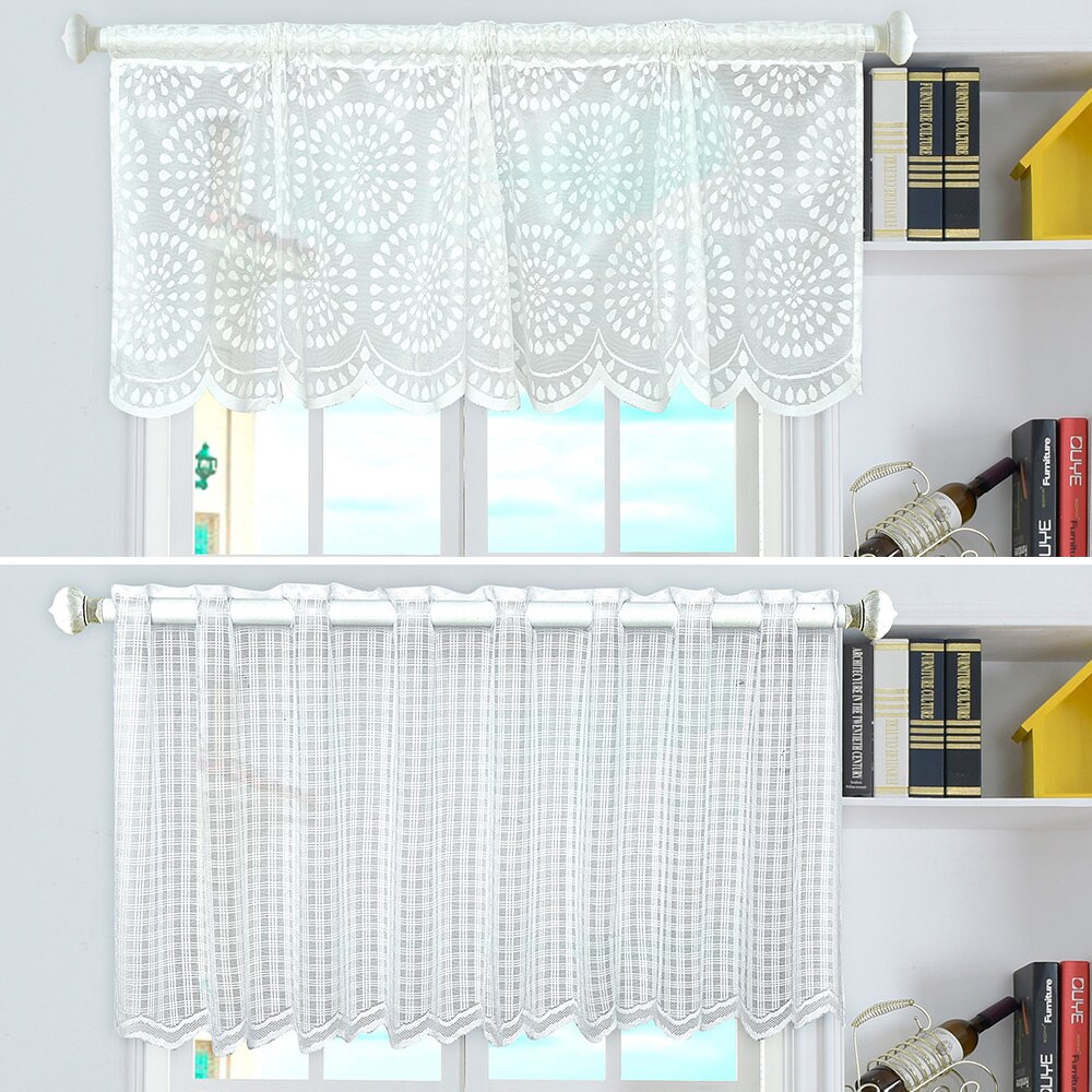 Tule Op De Windows Volant Raindrop Style Korte Sheer Gordijnen Staaf Pocket Mesh Venster Pure Gordijnen voor Woonkamer Balkon