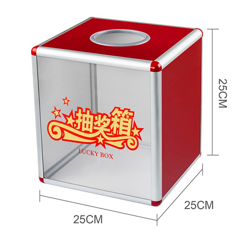 B8075 lottery box custom 25cm small red detachable transparent lottery box for promotional activities: Default Title