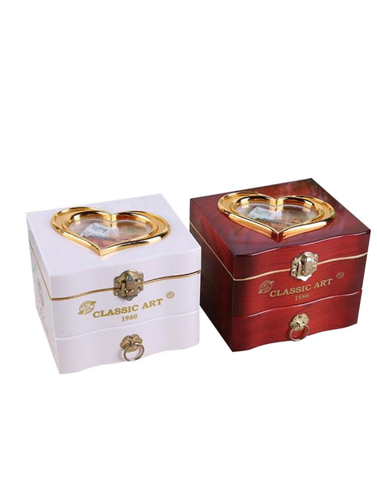 Innovative Jewelry Box Music Box DIY Ornament Organizer Rotating Dancing Girl Necklace Drawer Cutlery Storage Box