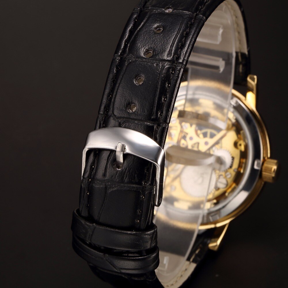 SEWOR Luxe Mechanische Horloge Gold Skelet Horloges Heren Lederen Band Horloges Klok Mannelijke Relogio Masculino