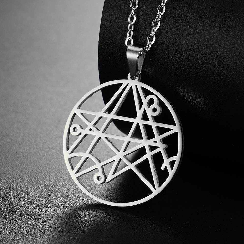 Dawapara Necronomicon Necklace Book of Dead Pendant Sigil of The Gateway Stainless Steel Talisman Jewelry
