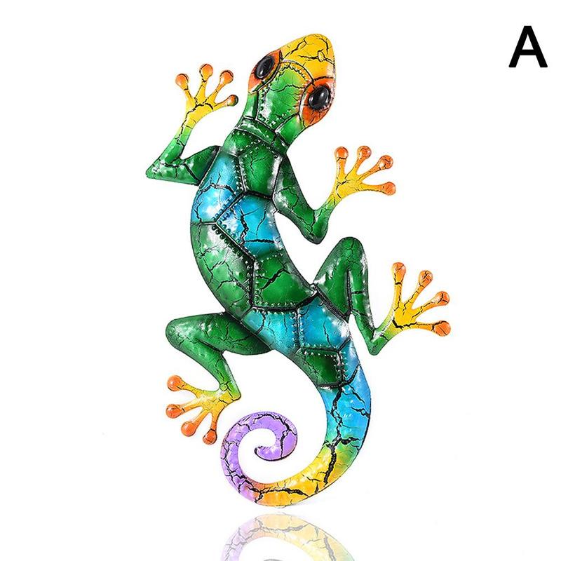 Salamanquesa de Metal colgante Color mate Crack lagarto decoración del jardín estatua de patio al aire libre J1d7: A