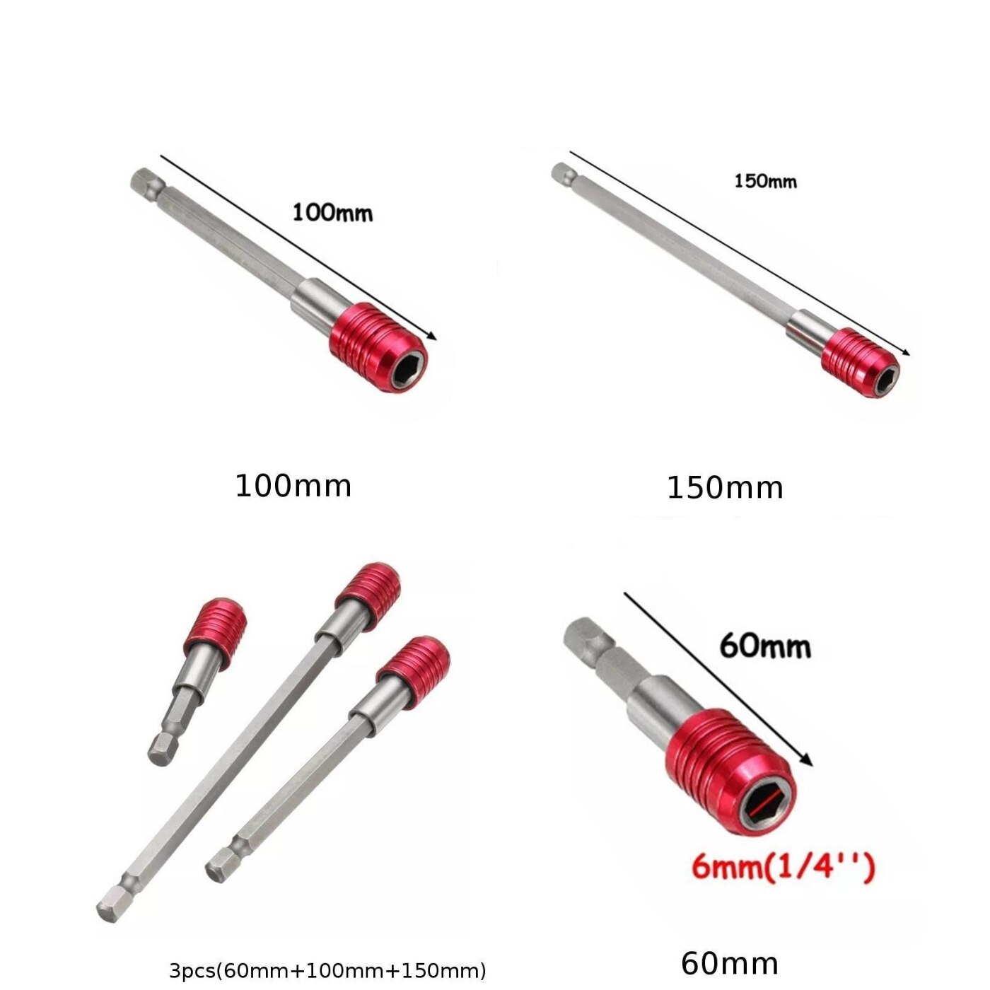 Durable Screwdriver bit holder Extension Extend 1/4'' Hex Drill bit part Holder