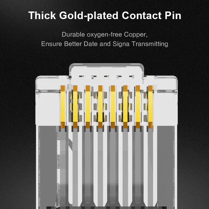 ZOERAX 50/100 Stück RJ45-Pass-Through-Stecker 23AWG Cat6 Cat5e RJ45 Modularstecker vergoldet 8P8C RJ45-Enten