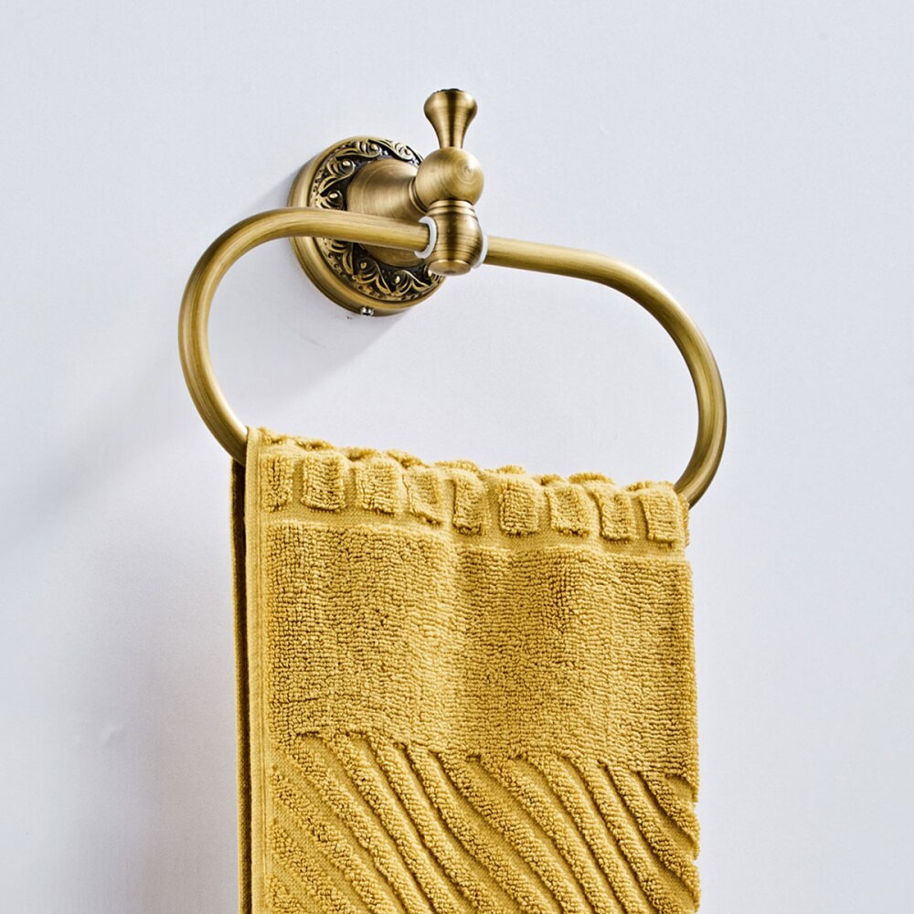 Koperen Handdoek Ring Ovale Handdoekenrek Haak Moderne Muur Gemonteerde Handdoek Plank Houder Handdoek Opknoping Rack Retro Craft Voor thuis Badkamer