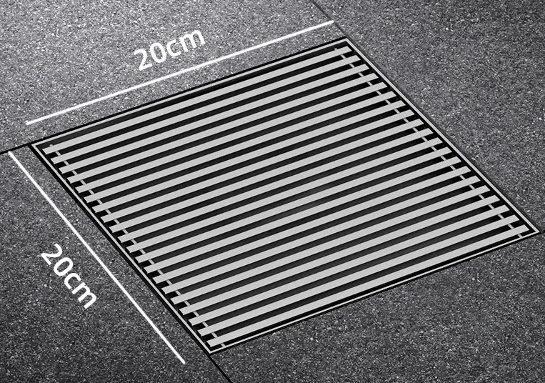Large Floor Drain 304 Stainless Steel 12/15/20cm Square Linear Bathroom Floor Drains Outdoor Courtyard Large Diameter Drain: Clear