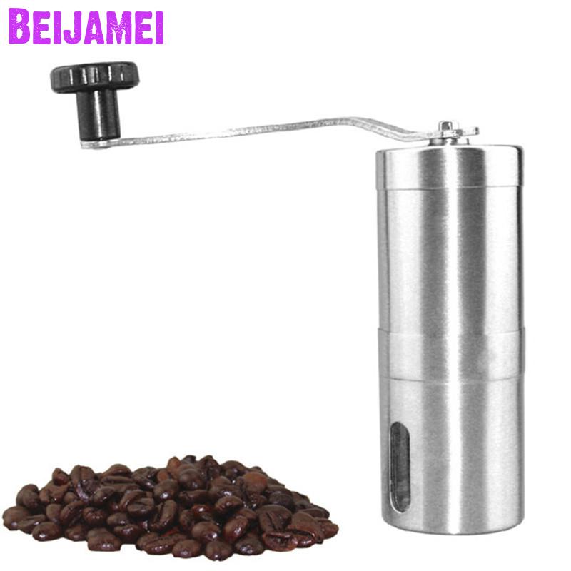 Beijamei rustfrit stål bærbar manuel kaffekværn vaskbar keramisk kerne hjemmekøkken mini håndmaling af kaffebønne