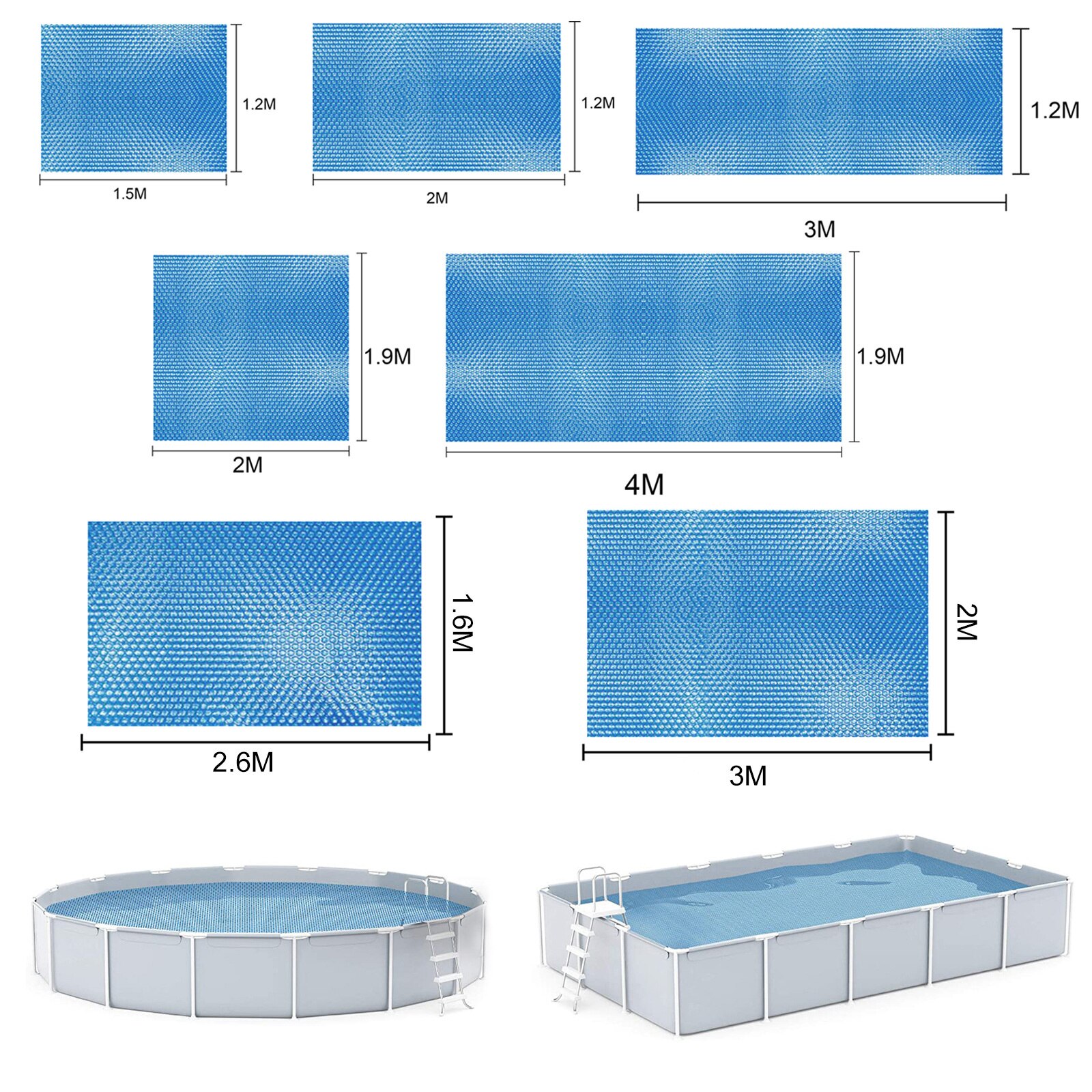 Cubierta rectangular redonda para piscina de 8/10/12 pies, esterilla a prueba de lluvia para jardín familiar, resistente a los rayos UV, accesorios para piscina en casa, novedad