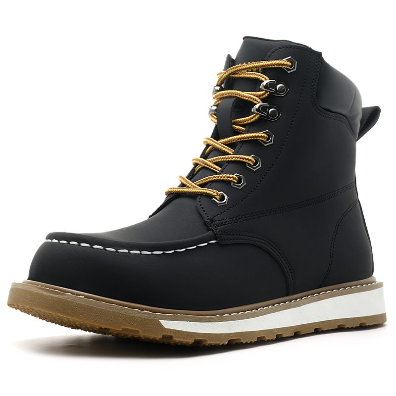Werklaarzen voor heren Stalen neus Zachte neus Waterdichte instapper Anti-lek Antislip Veiligheidswerklaarzen: 45 / Black