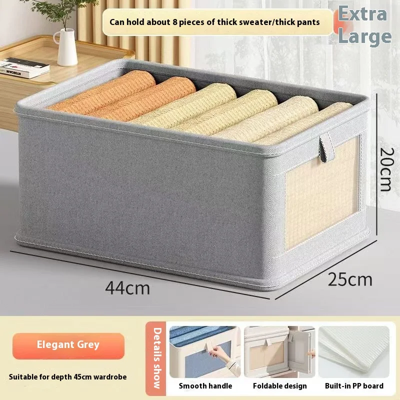 Opvouwbare canvas opbergdoos Kledingorganisator Broeken en truien Locker Huishoudelijke kledingkast Jeans opbergdoos Bespaar ruimte: Roze