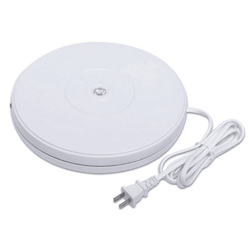 Rotating Display Stand - 25cm/10 Inch - 360° Electric Turntable - Photography Lighting - 110-220V: US plug 220V