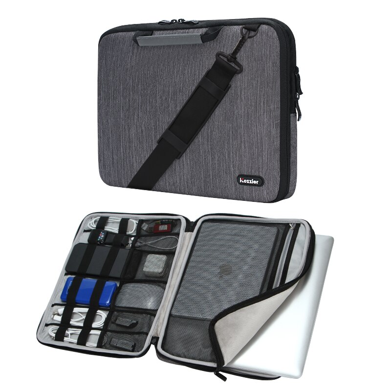 Icozzier 11.6/13/15.6 Polegada lidar com acessórios eletrônicos luva do portátil caso saco de proteção para 13 "macbook ar/macbook pro: Dark Gray (strap) / 17-inch