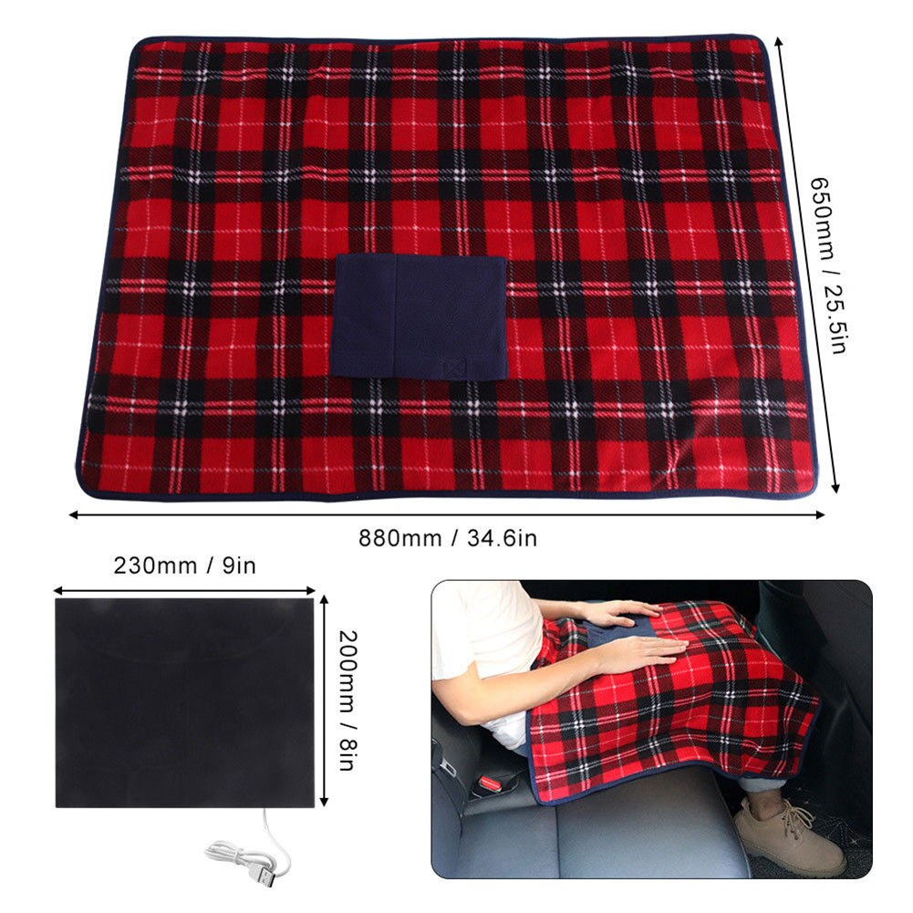 Portable 5V USB Electric Heated Blanket Car Office Winter Warm Rug Cover Heater SP99
