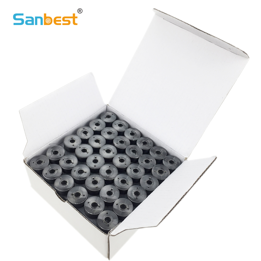 Sanbest Class 15 Prewound Bobbin Thread For Machine Embroidery White &amp; Black High Tenacity 60wt/40wt A Size TH00023