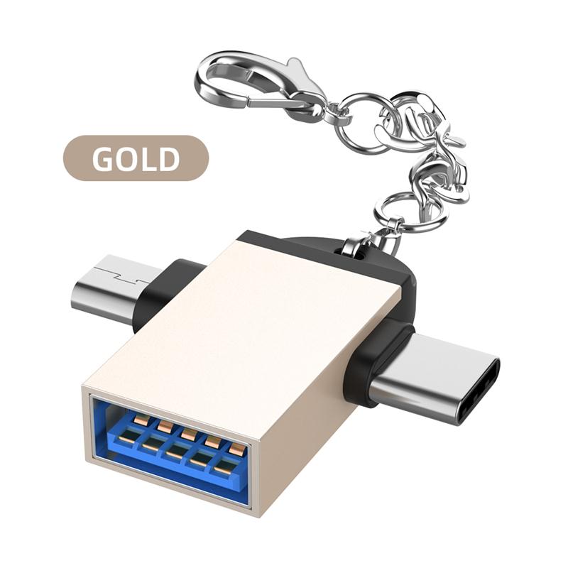 USB Typ C / Mikro USB Zu USB 3,0 hoch Geschwindigkeit Transfer Adapter 2 in 1 OTG Konverter für Telefon Tablette Laptop Tastatur: Gold