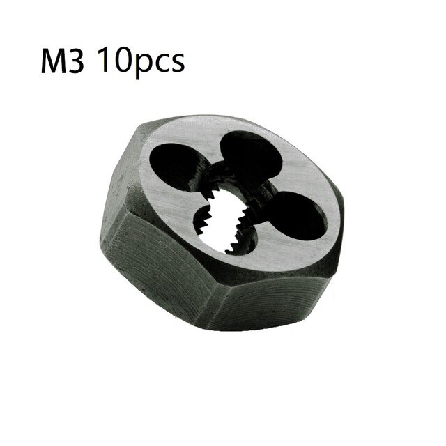 10pcs Hexagonal Round Die High Speed Steel Teeth Threading/Hex M3-M10 Replacement Tool Part: M3