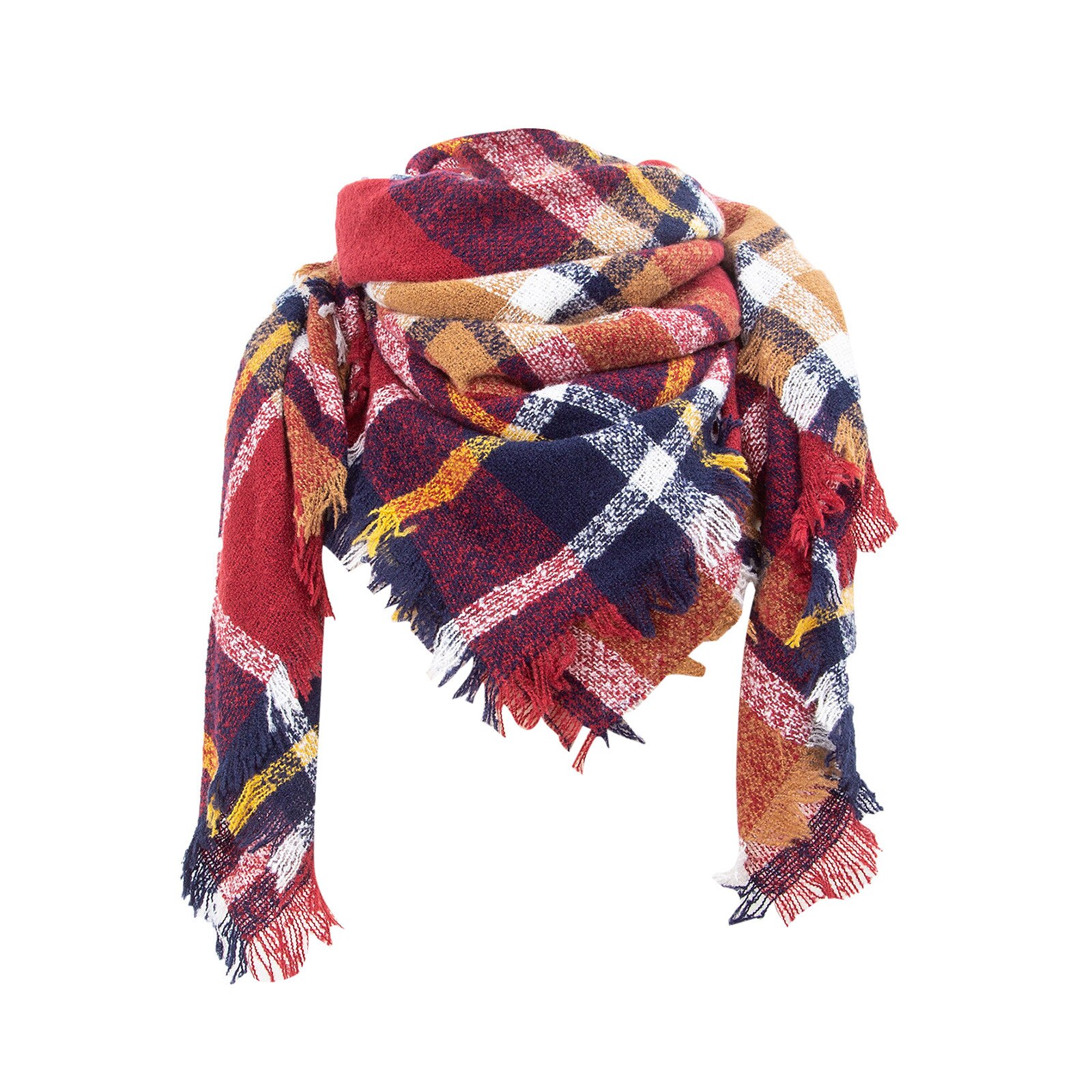 Womens Warm Long Shawl Wraps Large Scarves Knit Cashmere Tassel Plaid Scarf winter hijab scarf