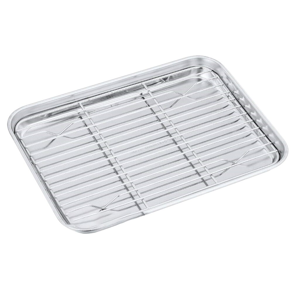 Roestvrij Staal Rechthoekige Oven Grill Cookie Biscuit Bakken Pan Lade Plaat Olie Raster Mesh Rack Keuken Bakken Tool Gadget