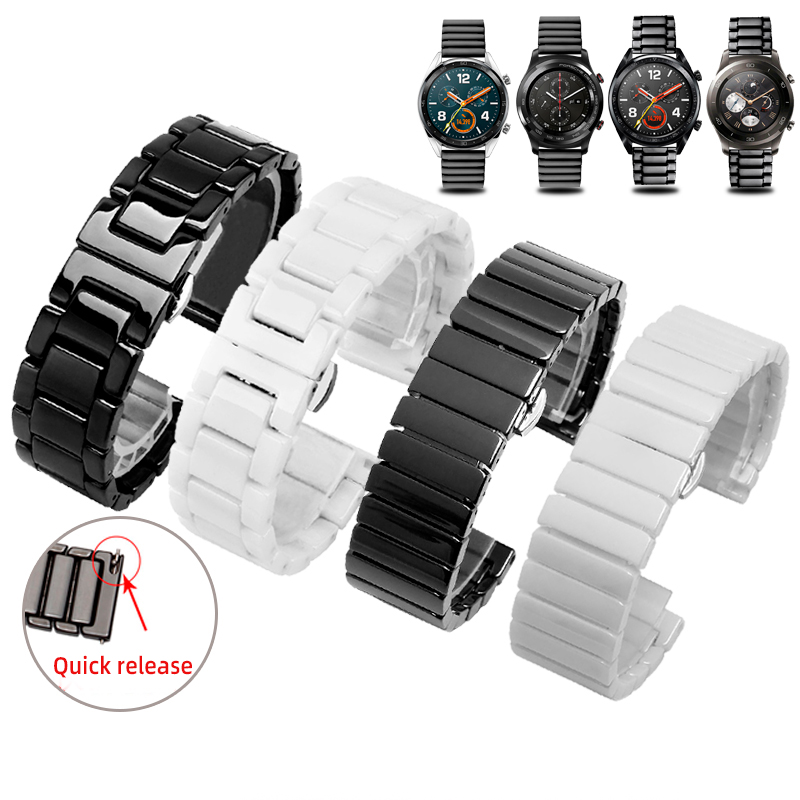 Cinturino in ceramica in acciaio da 20mm 22mm per Huawei guarda GT2 3 46MM cinturino intelligente Samsung galassia 3 4 5 braccialetto da donna per uomo