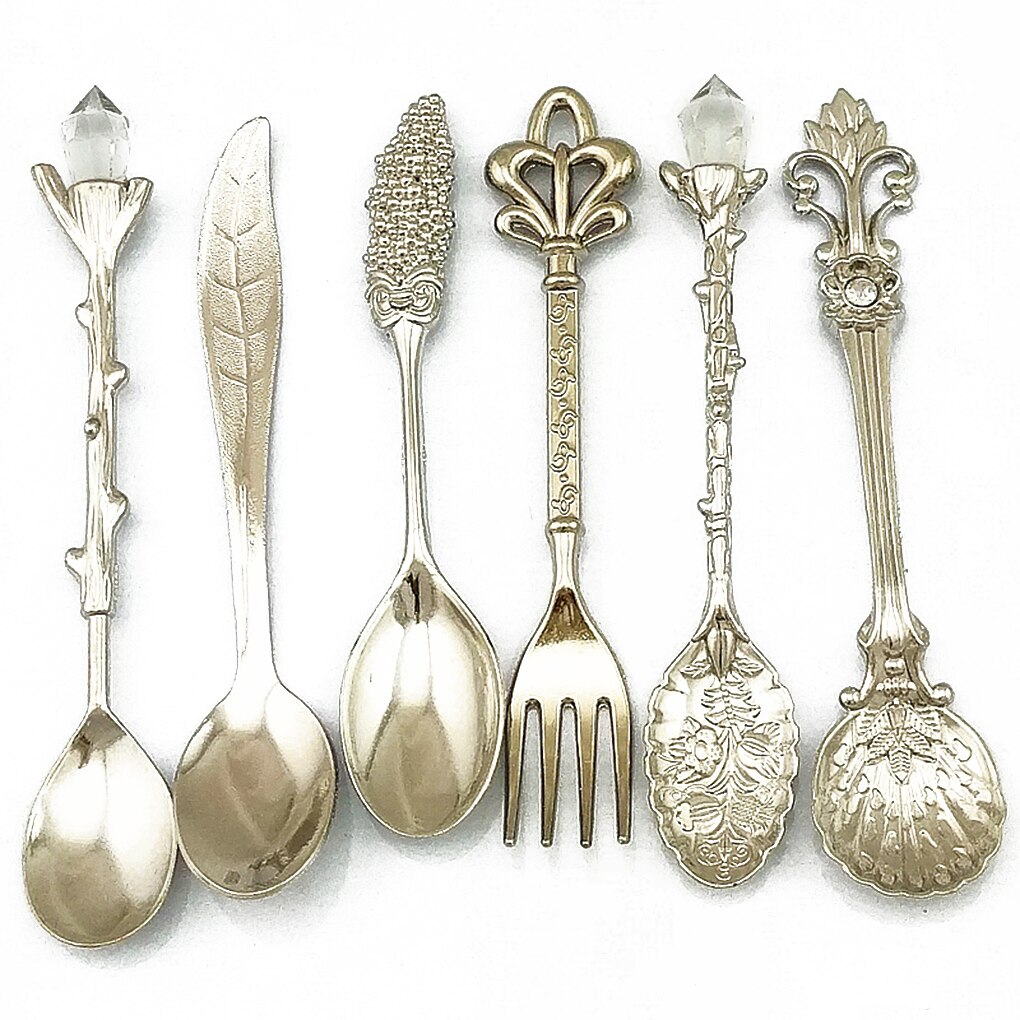 Cucharas pequeñas de café y té, cuchara ecológica tallada en bronce, 6 piezas,