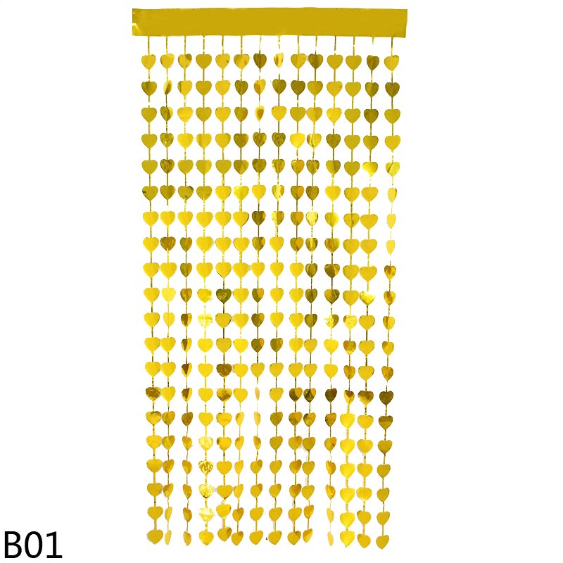 180*100cm kärlek hjärta paljetter folie regn gardin frans tofs baby shower bröllop födelsedagsfest årsdag bakgrund dekor: B01