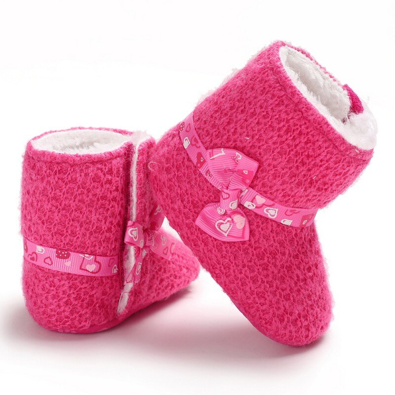 Inverno bebê arco botas de pelúcia macio bll booties para infnt meninas nti deslizamento neve bota manter wrm berço sapatos 0-18m